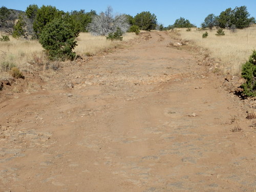 GDMBR: There is a 1 foot tall step across the road face.